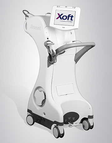 Xoft Axxent radiation therapy system on a wheeled cart